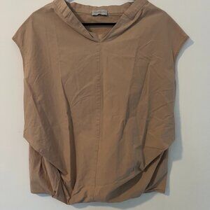 Deuxieme Classe Paris Beige Cap Sleeve Top Cotton & Linen Small Made in Japan